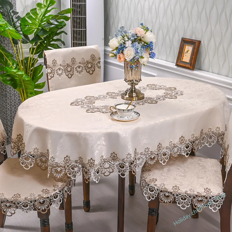 

European lace living room simple tea table tablecloth Hotel Hotel household round table tablecloth light luxury cloth