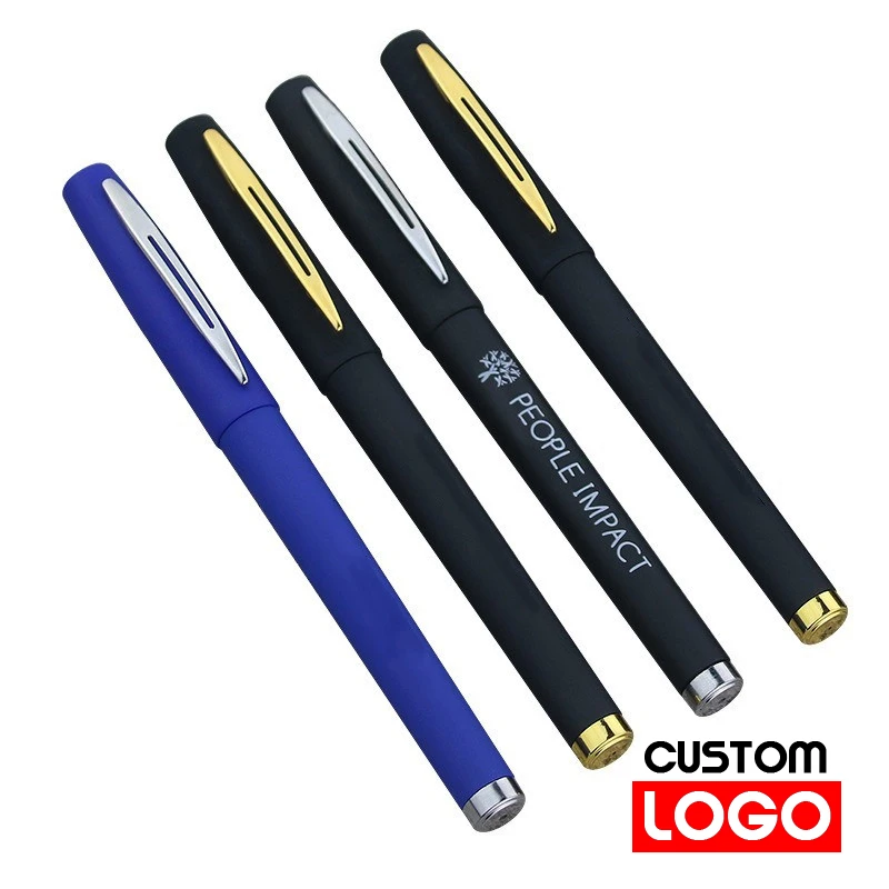 

100pcs Neutral Fountain Pen Custom LOGO Signature Advertising Pen Office Gift Pen Black Water-based Business Signature Pen