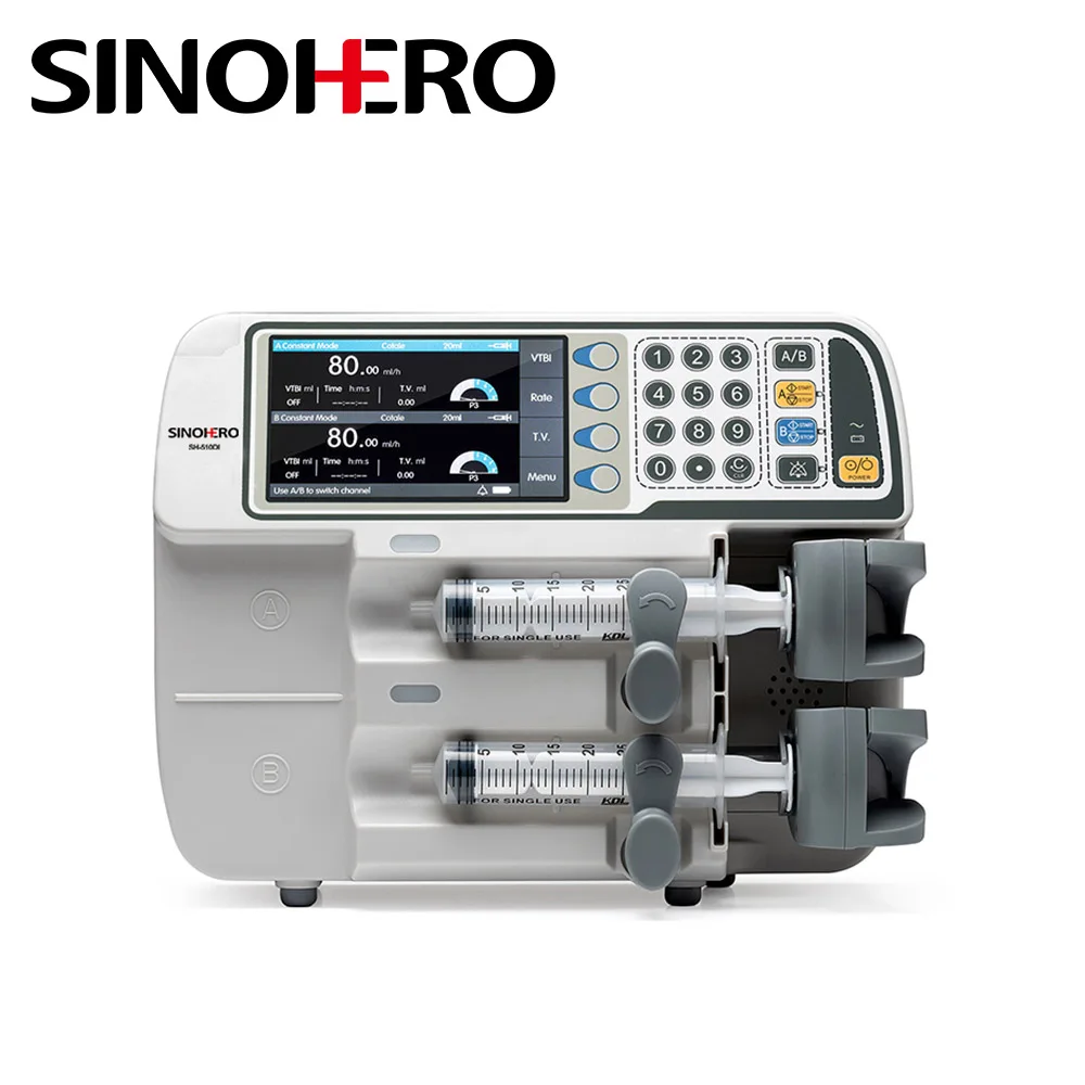 

Sinohero SH-510Di-Vet Veterinary Double Channel Syringe Infusion Pump Hospitals Intravenous Injection Medical Accessories