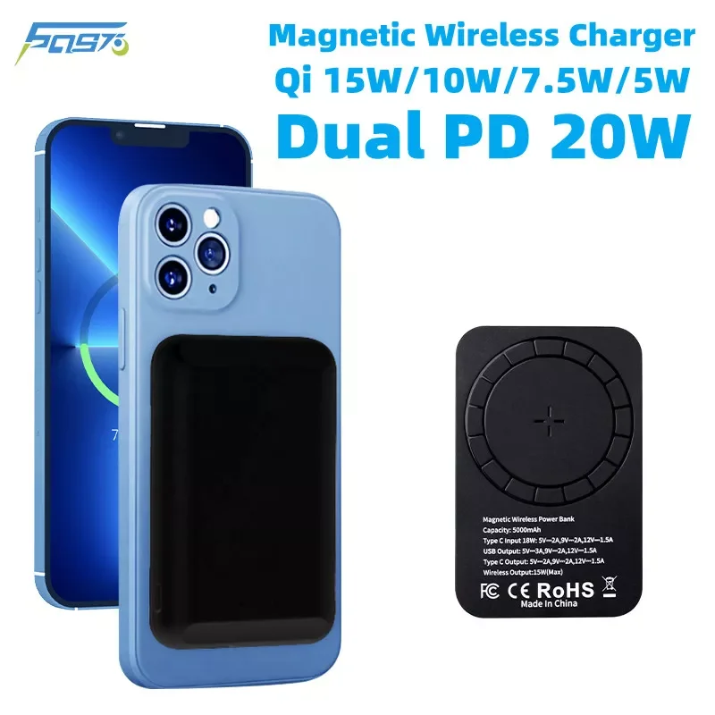 

Power Bank 5000mAh For iPhone 13 Wireless Charger PD 20W Fast Charger External Battery Portable Charger For iPhone 13,12series