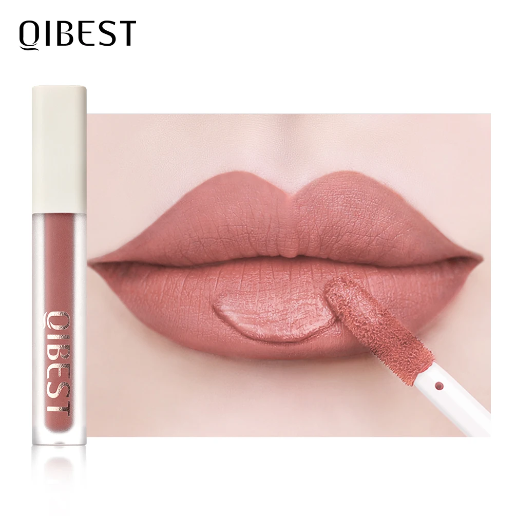 

QIBEST Matte Lip Gloss Waterproof 12 Colors Mini Lips Makeup Velvet Nude Lipgloss Smooth Lip Tint Long-Lasting Liquid Lipstick