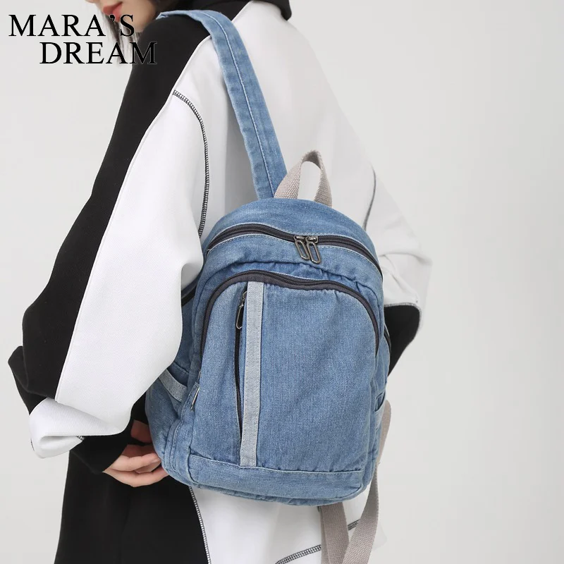 

Mara's Dream Denim Canvas Women Backpack High Capacity For Teenager Girls Backpack Female Fashion Rucksack Cute Denim Travel bag