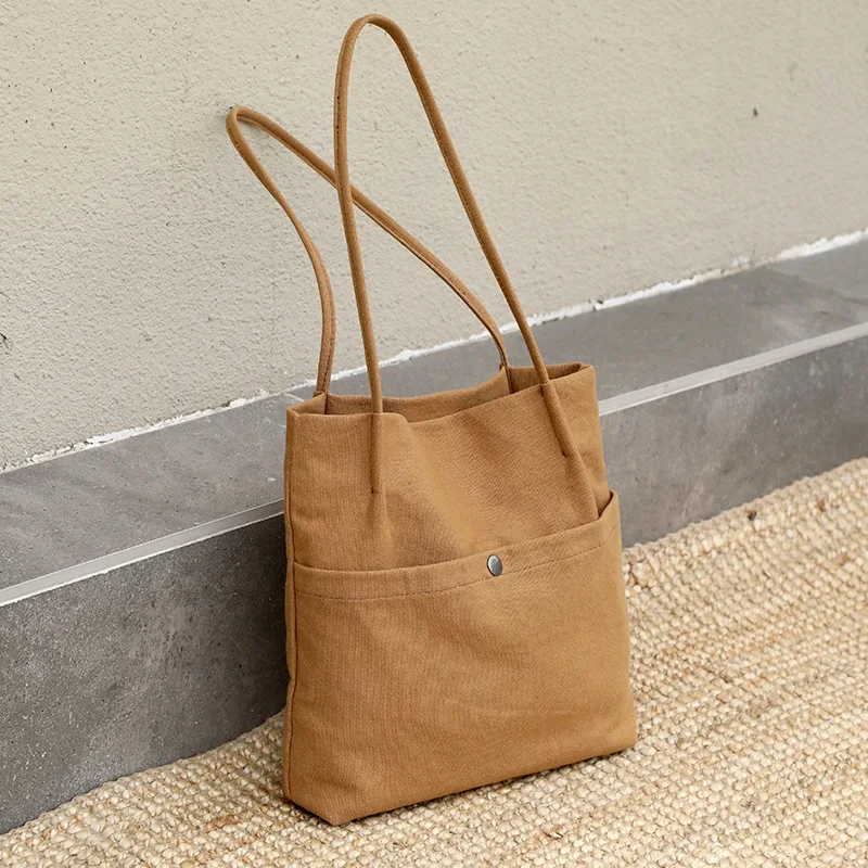 

Female Korean Fashion Large Capacity Students Canvas Shoulder Bags Womens Simple Bags High Quality New Canvas Shopping Bag