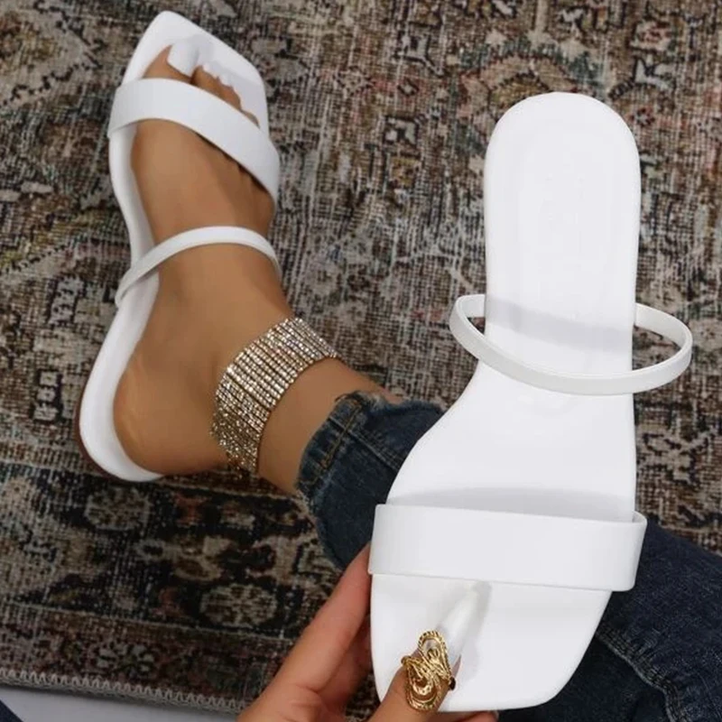 Fashion  Leisure Simple Women Slippers Summer New Outdoor Beach Solid Color Flat Sandals 2022 Non-slip Slides Woman Shoes