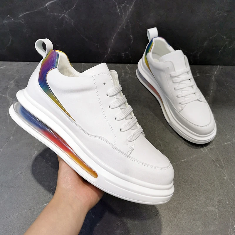 

Оригинальная Кожаная Белая обувь, удобные кроссовки с воздушной подушкой, молодежная обувь на плоской платформе в уличном стиле для мужчин