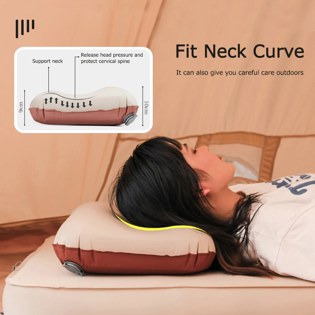 

Portable Automatic Inflatable Air Pillows 3D Sponge Comfortable Sleep Cushion Camping Travel Hiking Head Rest