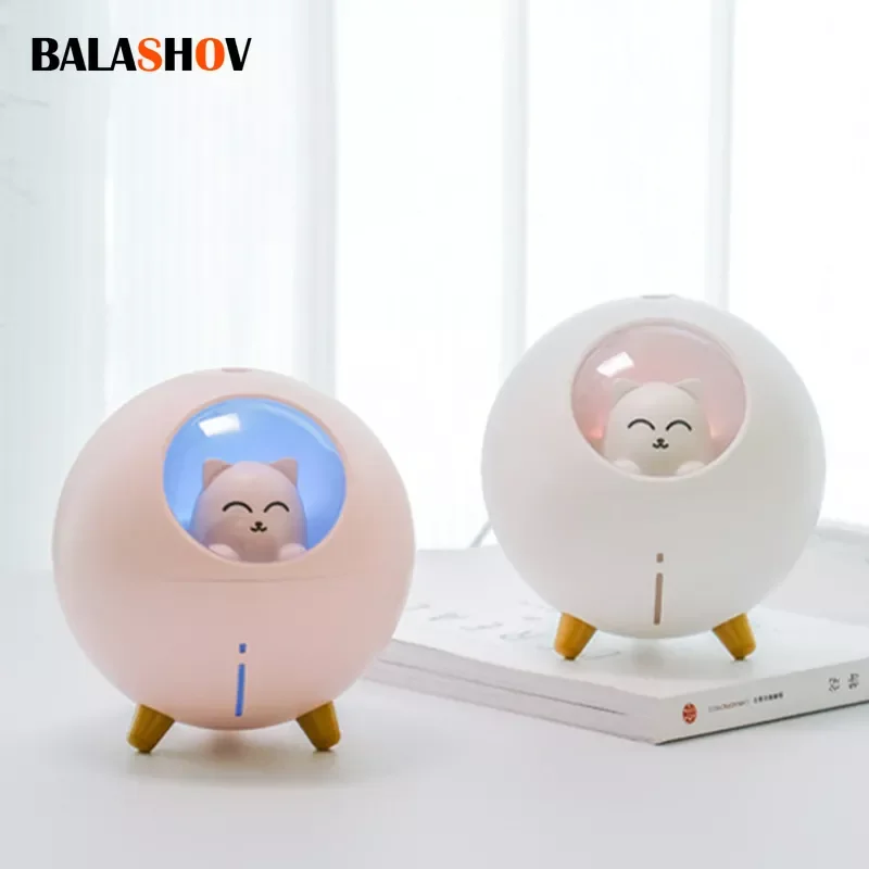 220ml Air Humidifier Lovely Pet Planet Cat Ultrasonic Cool Mist Aroma Air Oil Diffuser Romantic Color LED Lamp USB Humidificador