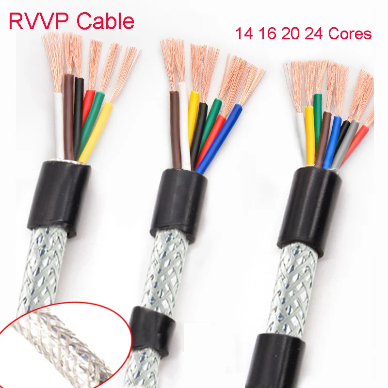 

Pure Copper Core 1 Meter AWG RVVP Shielded Cable 6 7 8 10 12 Anti-interference PVC Sheathed Control Cable Line Signal Wire