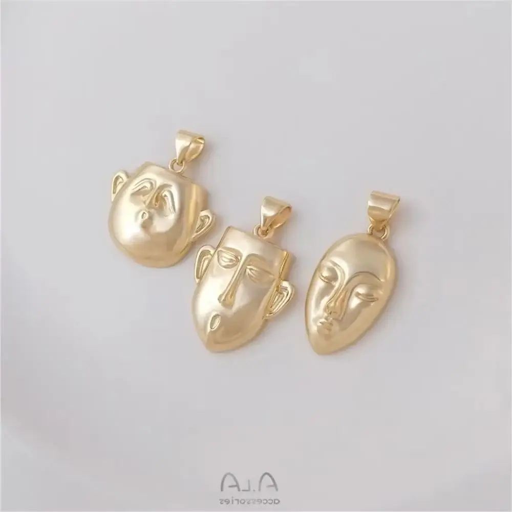 14-каратная золотая сумка цветная маска кулон с выражением лица аватаром ручная