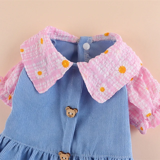 Pet Classic Embroidery Corduroy Dress Cat Dog Dress Pet Skirt Dog Dress With Towing Buckle Teddy Bears Coat Pet Clothes 5