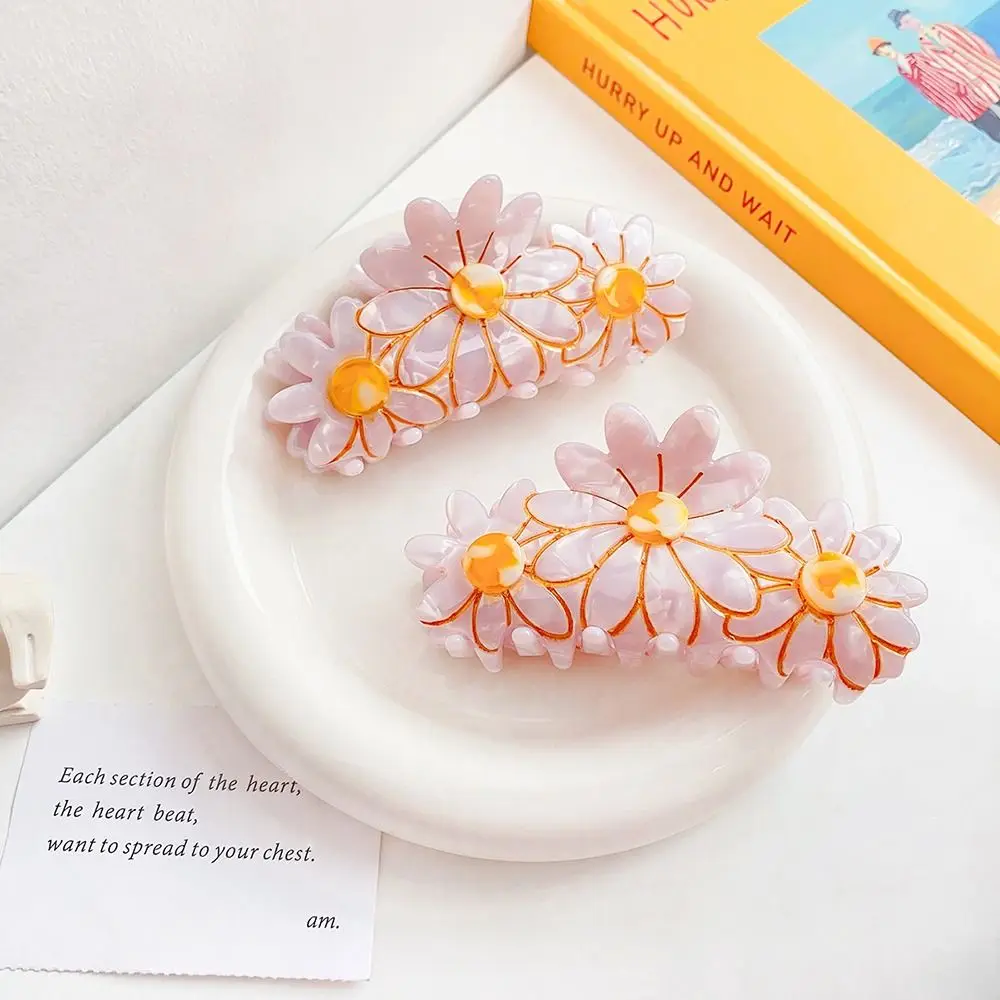 

For Girl Flower Ponytail Holder Headwear Women Hair Clips Korean Style Crab Clip Daisy Hair Claw Hair Accessories