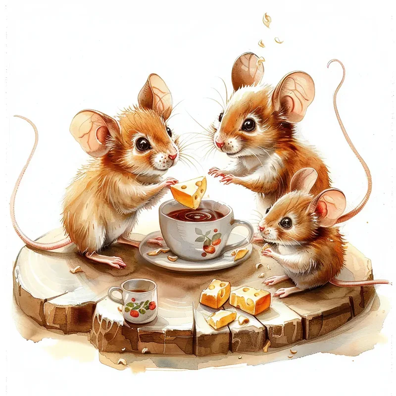

Съемная наклейка на стену Mice Family Party