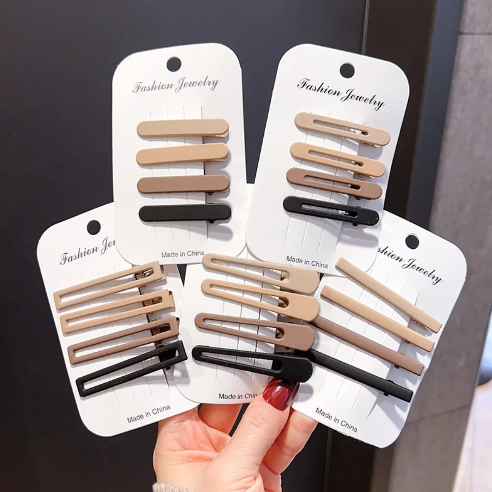 

Fashion Ladies Coffee Color Duckbill Clip Simple Bangs Clip Set High-end Hair Clip Female Hair Accessories Head Accessories