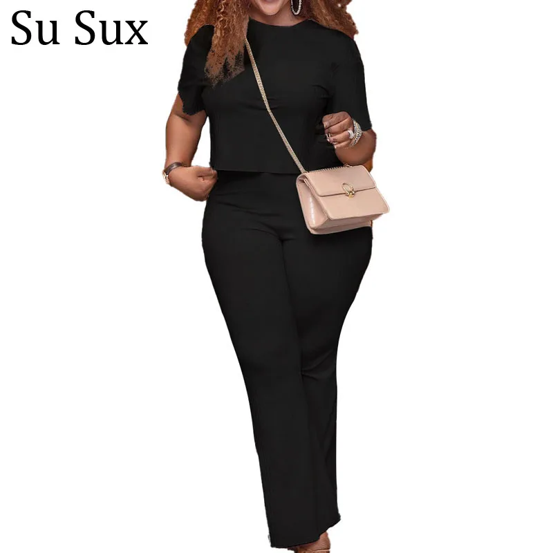 

Casual Two Piece Set Tracksuit Women 2022 Summer Solid Crop Top and High Waist Pant Suits Sportwear Vestidos Outfits Female