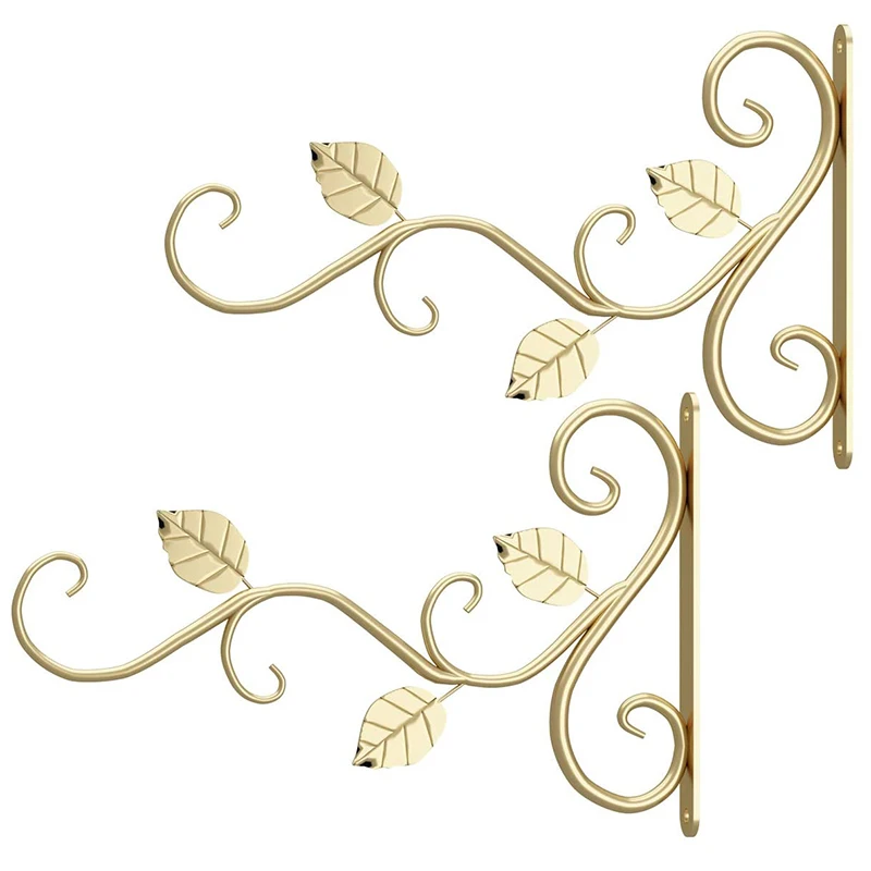 

Подвесная подставка для растений, 2 крючка для цветочных горшков, 12 дюймов, для подвешивания цветочных Горшков и кормушек для птиц, золотист...