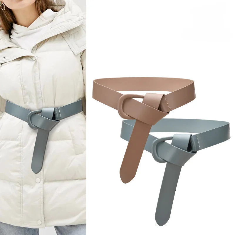 Designer belts for women high quality knot soft leather long cummerbunds wide coat ceinture femme dress waistband cintos