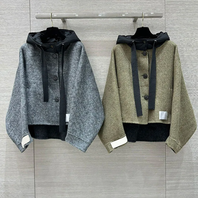 Подиумные женские двусторонние шерстяные короткие пальто винтажный пуховый