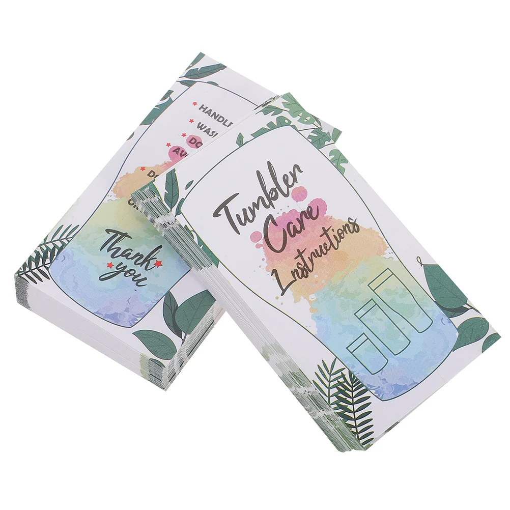 

50Pcs Convenient Small Practical Mug Cup Guide Tags Cup Care Cards Tumbler Care Cards for Packing Customer Convenient