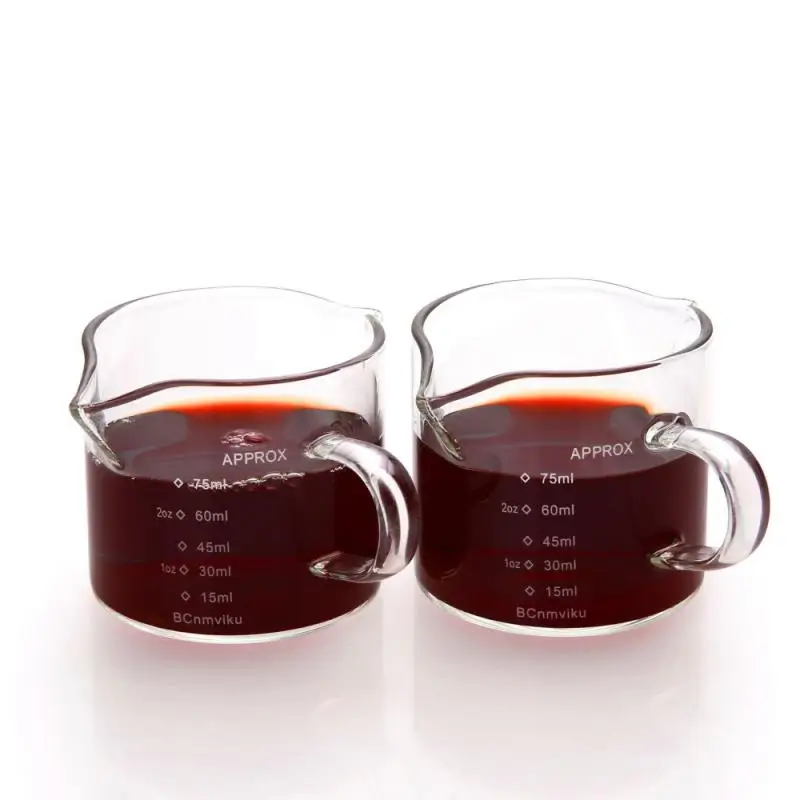 

75ml Double Mouth Measuring Cup Premium Milk Jug Coffee Supplies Glass Measuring Cup Kitchen Baking Tools Pour Spout Clear