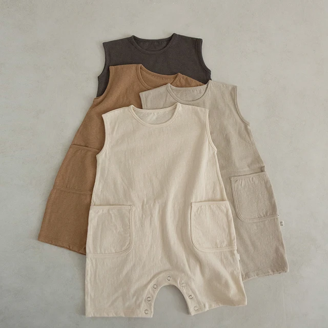 2023 Summer Baby Bodysuit Korean Style Baby Boy Girl Clothes Romper Sleeveless Newborn One-piece Jumpsuit Cotton Baby Clothing 1