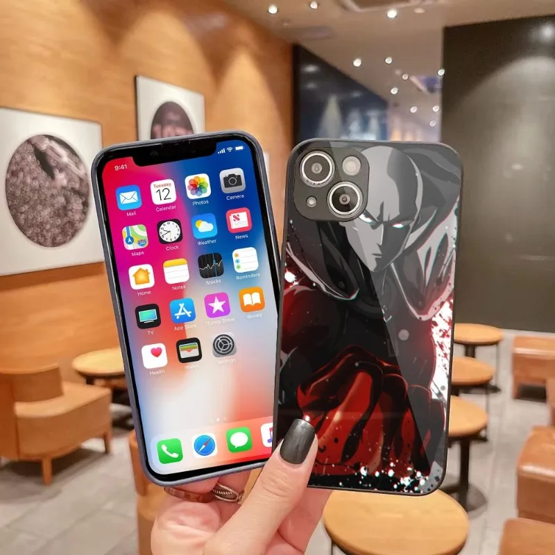 

Чехол для телефона One Punch Man для iPhone 14 13 12 11 Pro Max X XR XS 8 7 Plus, чехол для телефона из жидкого стекла