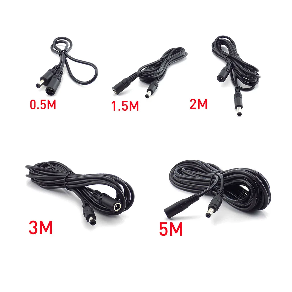 

DC Power Cable Extension Cord Adapter Female to Male Plug 5.5mmx2.1mm Power Cords For CCTV Camera Home Security Strip Light