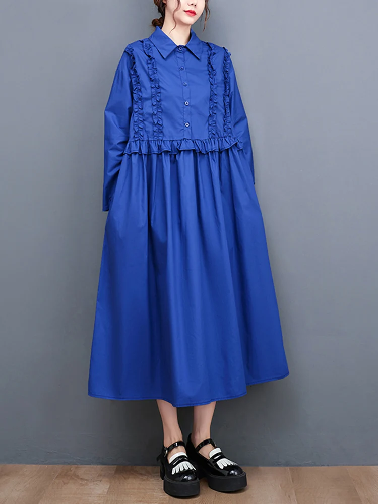 

Patchwork Shirt Dresses For Women New Long Sleeve Loose Casual Vintage Long Dress Fashion Elegant Clothing Spring Autumn 2022