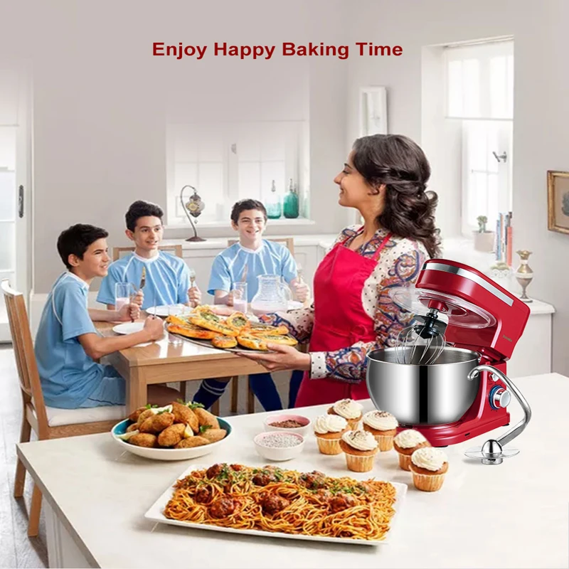 BioloMix 1200W 5L Electric Kitchen Food Stand Mixer Stainless Steel Bowl 6 Speed Cream Egg Whisk Whip Dough Kneading - купить по