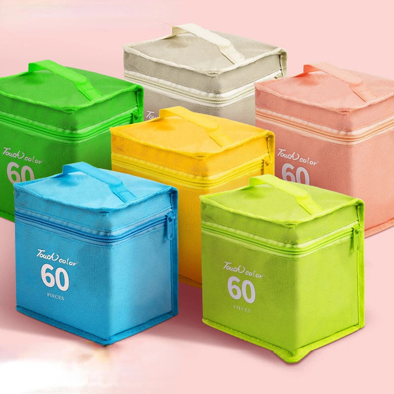 

48/60/80 Color Marker Special Storage Bag High-value Waterproof Zipper Portable Canvas Bag with Universal Base Painting Supplies