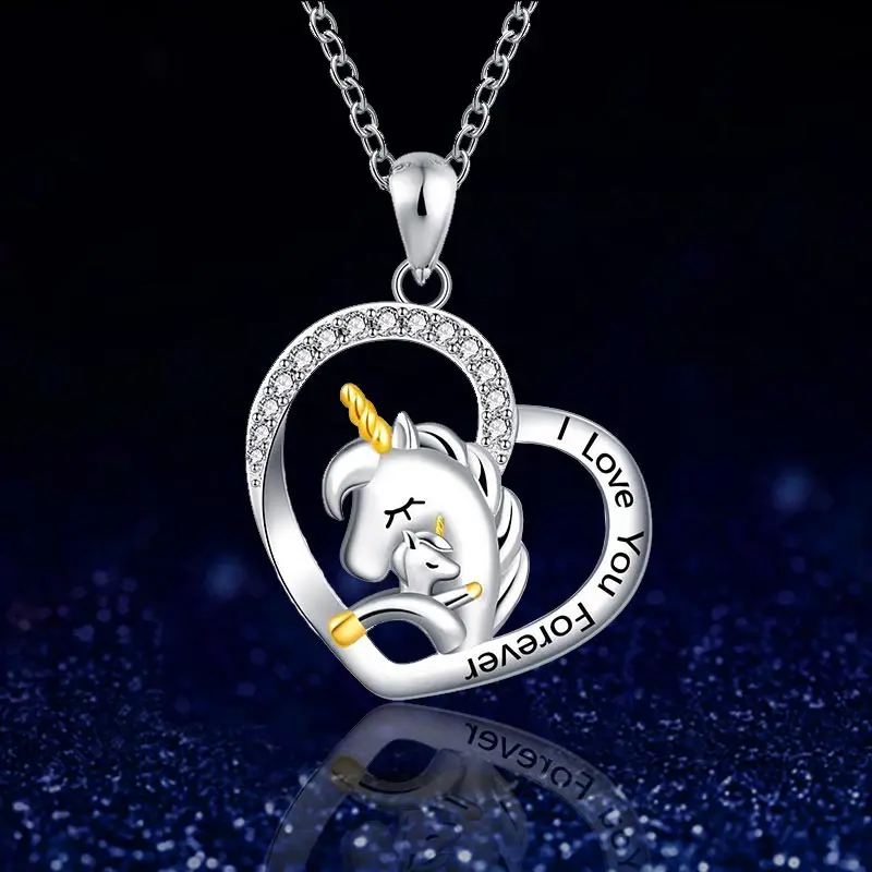 

2022 New Trendy Cute Unicorn Necklace for Women Girls Two-tone Gold Plated Party Jewelry Accessories Mother's Day Gifts