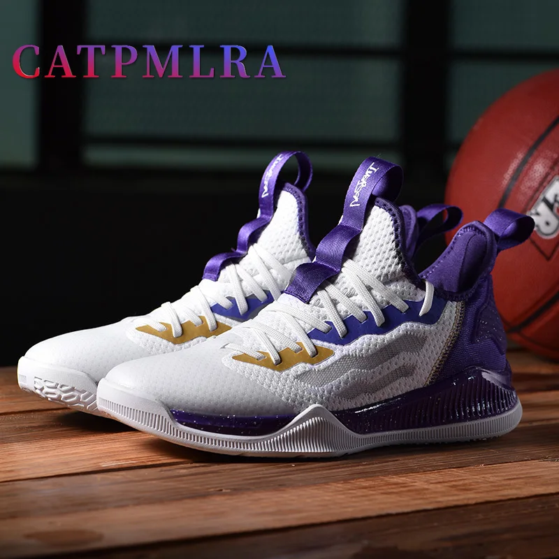 

Brand Fashion Men Shoes for Basketball Classic Purple Black Wearable Soft Sole Gym Men Shoes New Outdoor Sneakers High Top Men