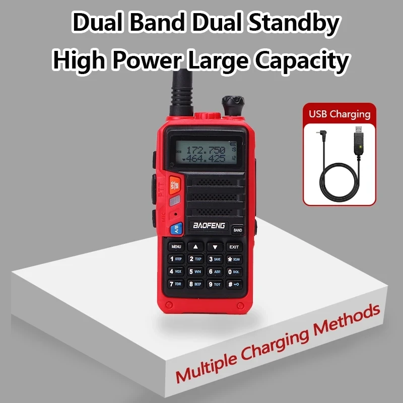 Портативное Радио Baofeng Uv-5r Plus 15 Вт Uv-ch/uhf-cw Тройная Зарядка Через Usb Обновление