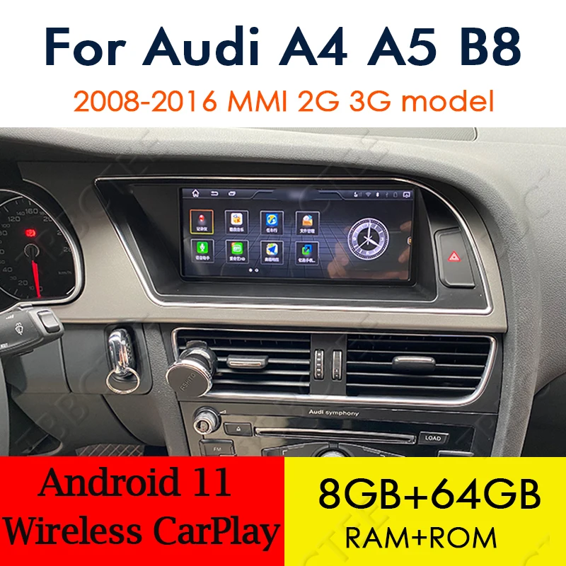 

Автомобильный мультимедийный плеер, Android 12, 8 + 64 ГБ, для Audi A4 A5 B8 8K 2008 ~ 2016