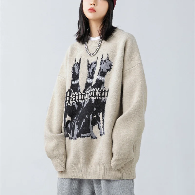 Korean Men's Big Dog Sweater Men's 2022 Autumn Winter New Retro Trendy Knitwear Unisex Pullover Suéteres Jumpers Suéteres Homme