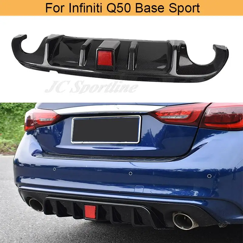 

Car Rear Bumper Diffuser Lip with LED Light for Infiniti Q50 Base Sport 2014 - 2017 Rear Diffuser ABS Carbon Look / Gloss Black