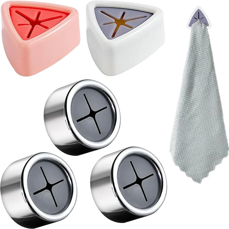 

2Pcs Kitchen Towel Holder Dish Towel Hooks No Drilling Self-Adhesive Wall Mounted Towel Hanger Storage for Bathroom Shower Home