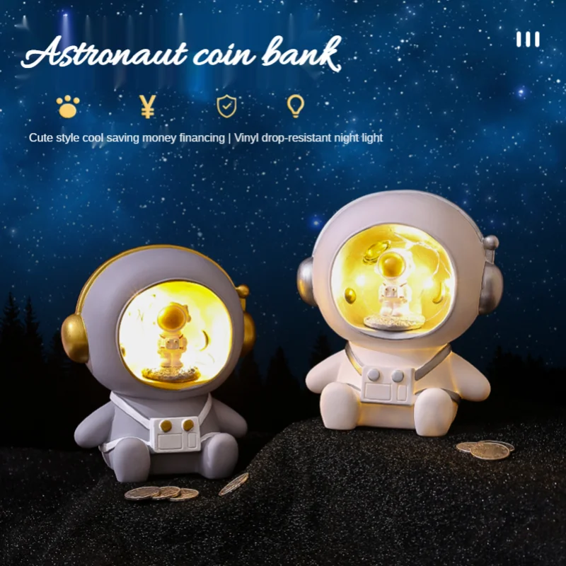 

1pc Cute Creative Children Astronaut Piggy Bank Cartoon Anime Spaceman Vinyl Coin Banknote Piggy Bank Gift Money Safs for Money