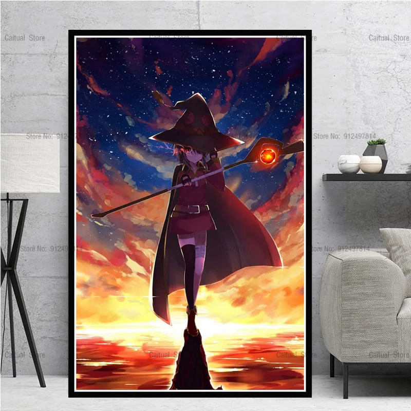 KonoSuba MEGUMIN японское аниме мультфильм девушка холст живопись плакат печать