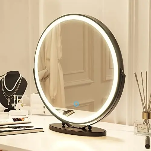

inch Vanity Mirror with Lights, Round LED Makeup Mirror, Large Makeup Mirror with Lights, High Definition Lighted Up Mirror for