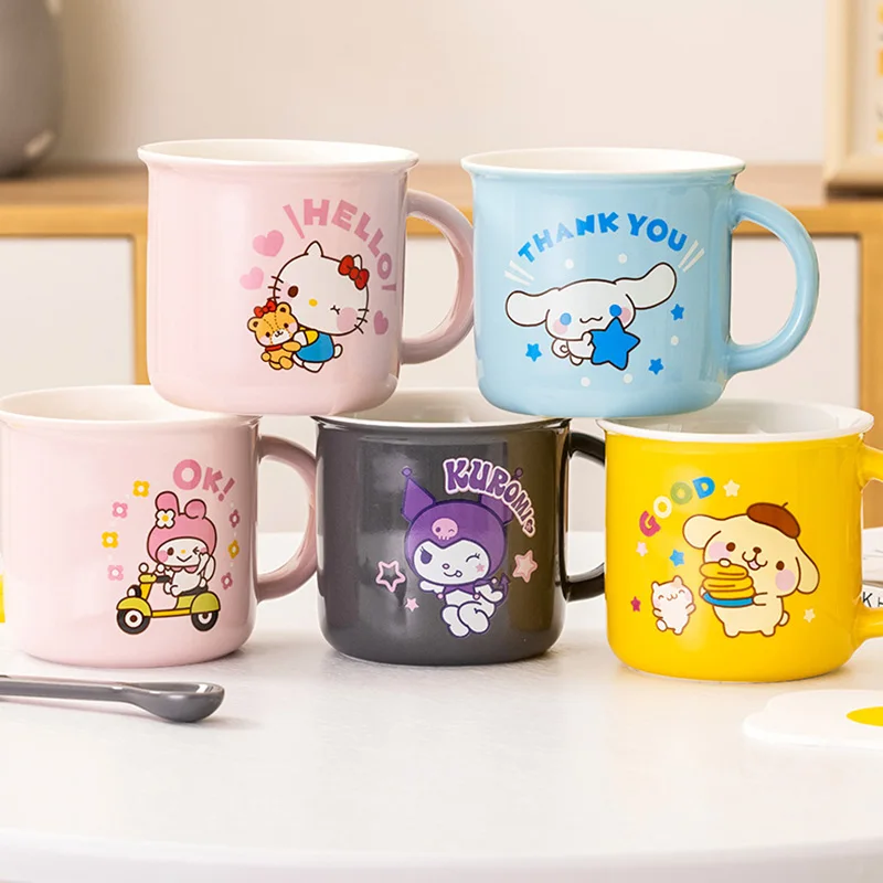 

Cute Hello Kitty Kuromi My Melody PomPomPurin Ceramics Cup Water Cup Mug Cartoon Anime Coffee Tea Milk Cup Drinkware Girl Gift