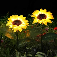outdoor garden decoration lighting 26 inch solar led sunflower lamp lights for patio porch backyard2 pack