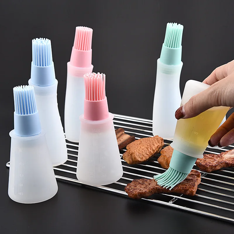 

1 Pcs Kitchen Accessories Silicone BBQ Oil Brush Grill Tools with Scale Oil Bottle Brush Baking Pancake Gadgets Dispenser