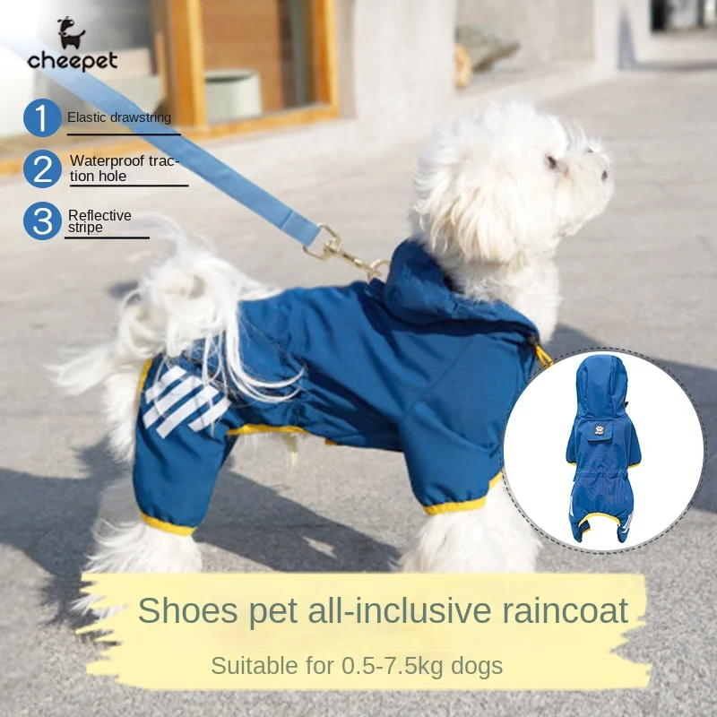 

Dog Raincoat All-inclusive Four-legged Waterproof Rain Poncho Teddy Bomei Rainy Pet Clothes Small and Medium-sized Dog Bichon