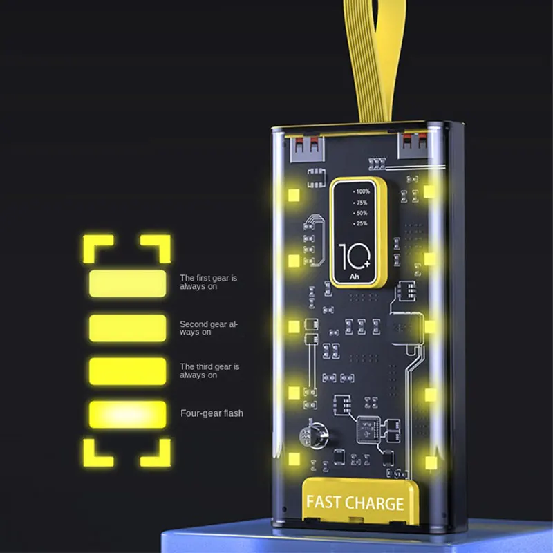 

Внешний аккумулятор на 20000 мА · ч, портативное зарядное устройство на 22,5 Вт для быстрой зарядки с прозрачным внешним аккумулятором для кемпи...