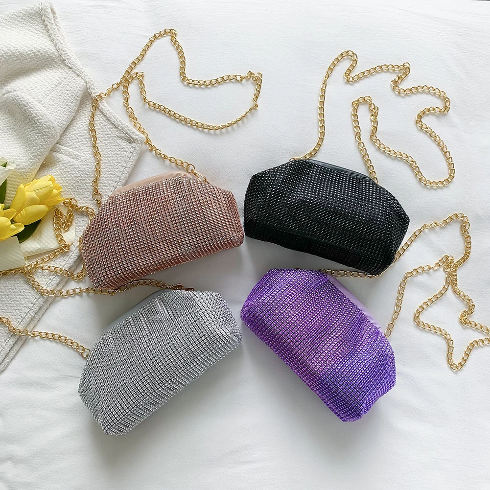 

Женская модная сумка через плечо с блестящими стразами, повседневные сумки через плечо Стразы, маленькая дорожная Повседневная сумка с цеп...