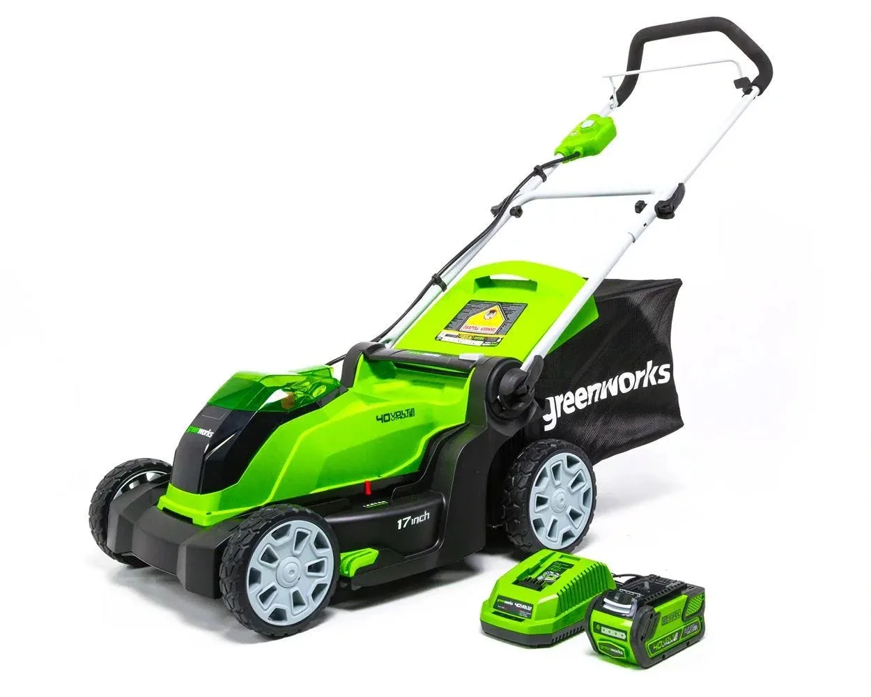 

Greenworks 40V 17-inch Cordless Walk-Behind Push Lawn Mower with 4.0 Ah Battery and Charger