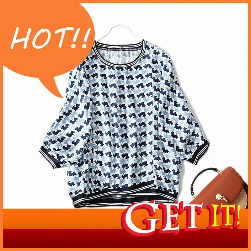 

New 2023 Summer Sweet Tees Beauty Women Clothing Round Neck Raglan Sleeves Diamond Lattice Thin Chiffon T-shirts 4XL