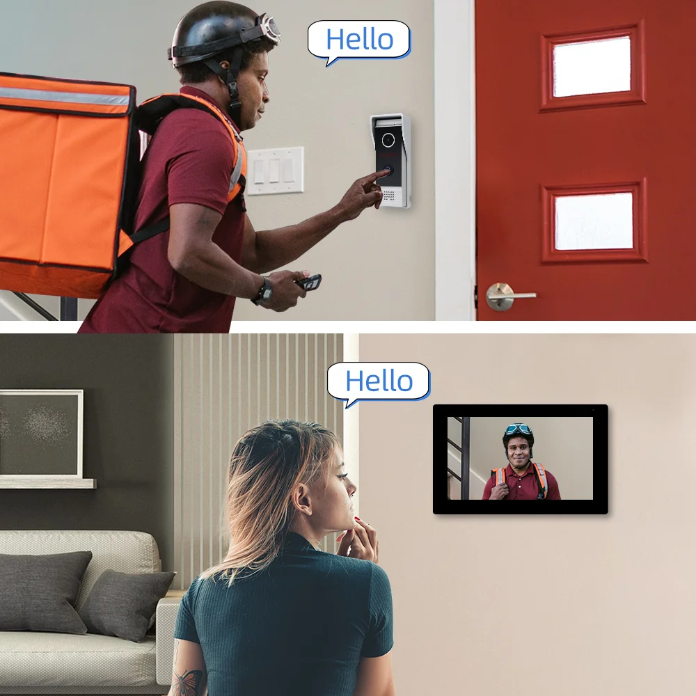 Скидка Умный видеодомофон Joytimer, 10 дюймов, Wi-Fi, домофон для квартиры, виллы, AHD, дверной звонок, полный сенсорный экран