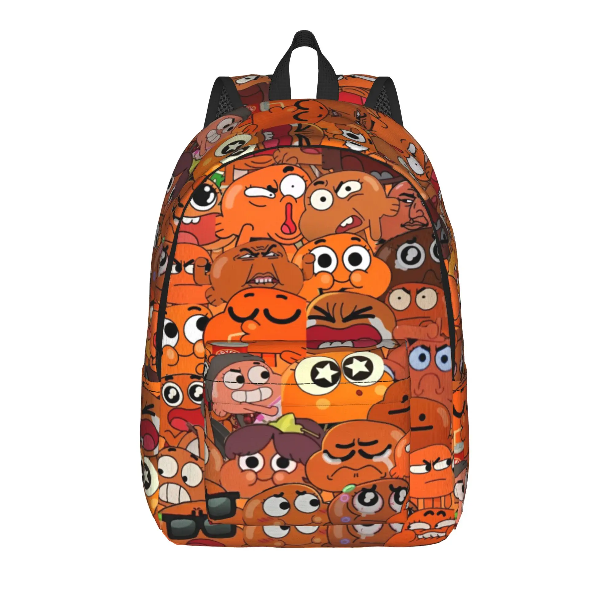 Фото Рюкзак Gumballs Darwin Face Cartoon, крутой студенческий рюкзак для походов и путешествий, сумка через плечо для ноутбука с карманом №1