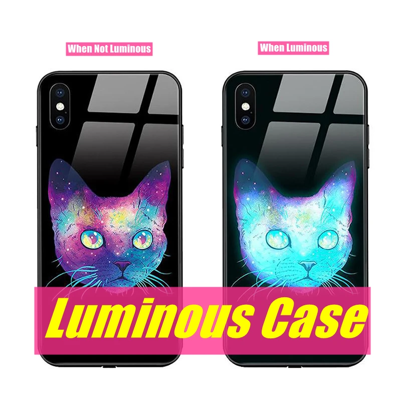 

Colorful Cat LED Luminous Luxury Phone Case for Samsung S23 S21 S22 Note10 Note20 Plus Ultra iPhone 14 12 13 Pro Max Accessory